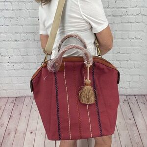 G.I.L.I. Canvas Merlot Crossbody Purse Luggage Carry On Satchel Convertible NEW